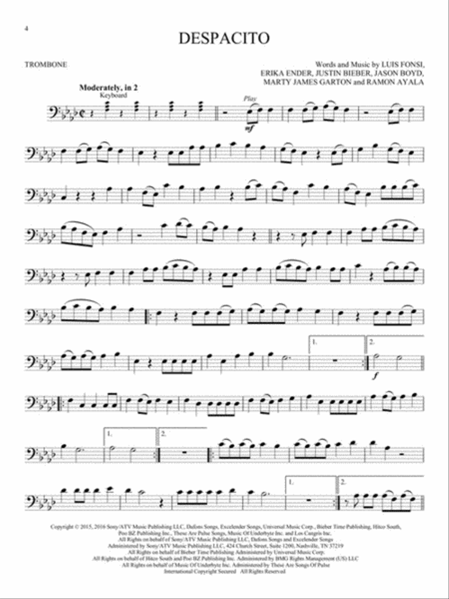 12 Pop Hits Trombone Solo scores gallery preview page 3