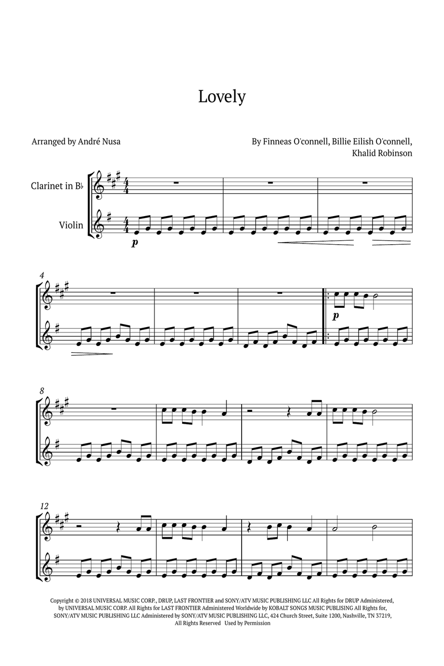 Lovely B-Flat Clarinet scores gallery preview page 1