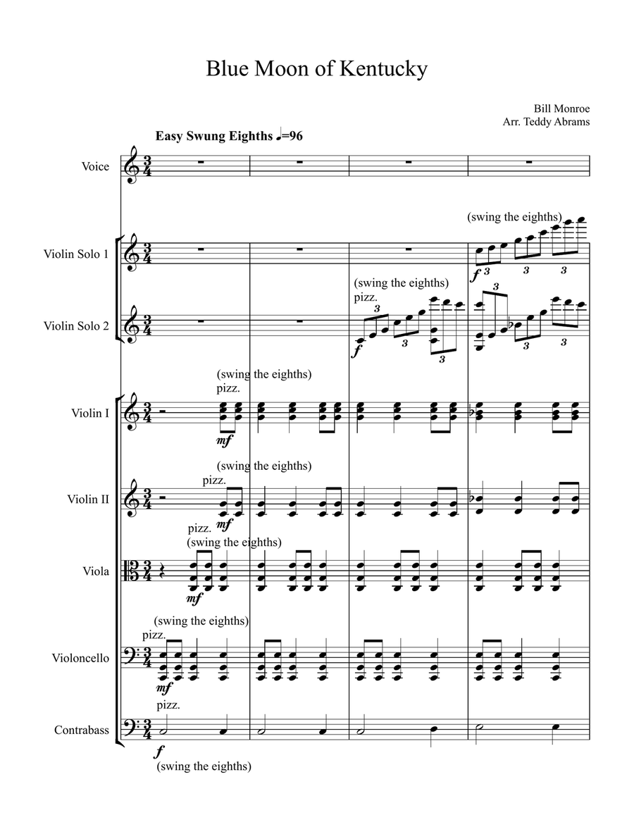 Blue Moon Of Kentucky String Orchestra scores gallery preview page 1