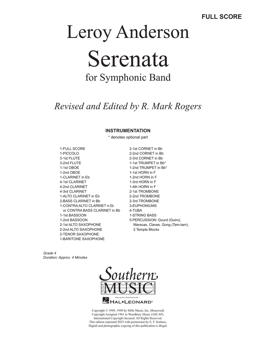 Serenata (arr. R. Mark Rogers) - Full Score Concert Band scores gallery preview page 1