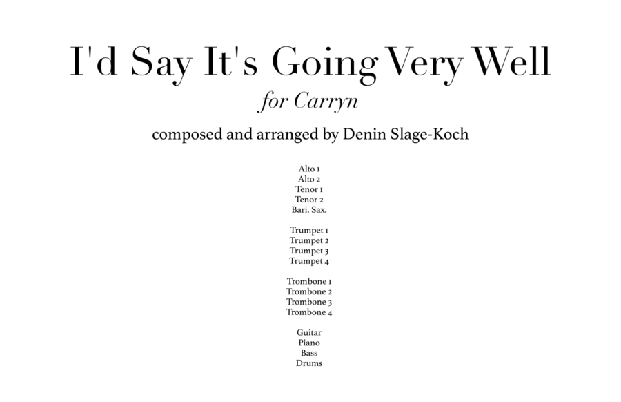 I'd Say It's Going Very Well Jazz Ensemble scores gallery preview page 1