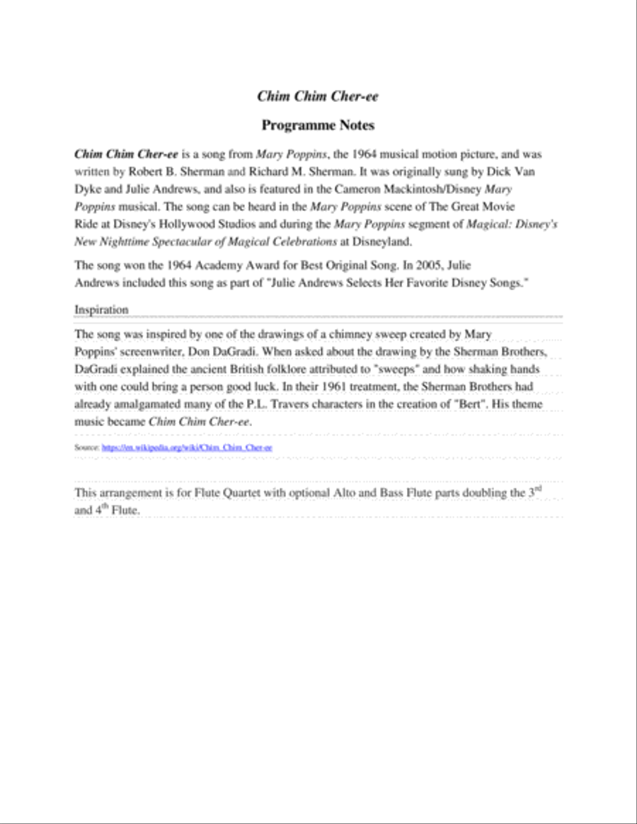 Chim Chim Cher-ee from Walt Disney's MARY POPPINS Woodwind Quartet scores gallery preview page 6