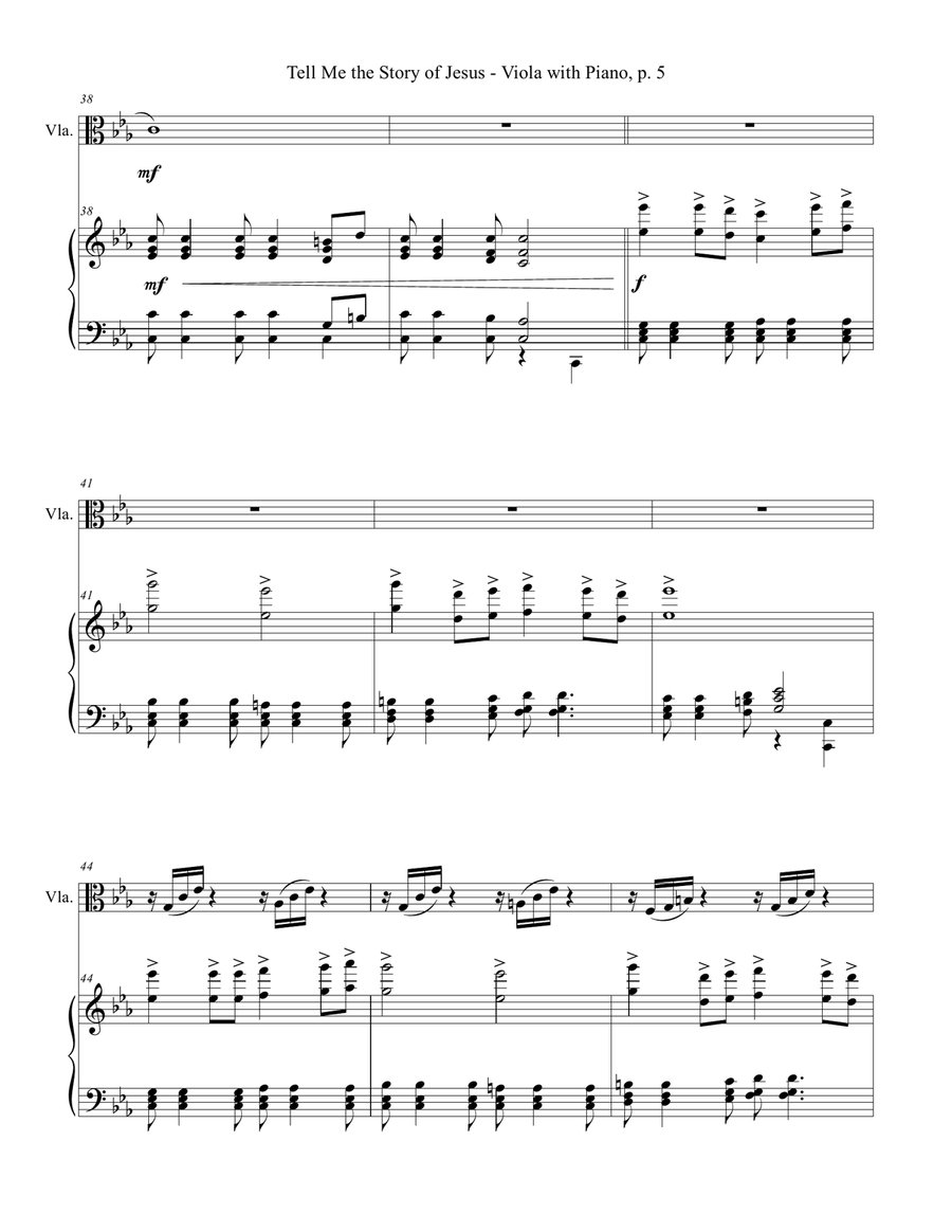 TELL ME THE STORY OF JESUS (for Viola and Piano with Score/Part) Piano scores gallery preview page 6