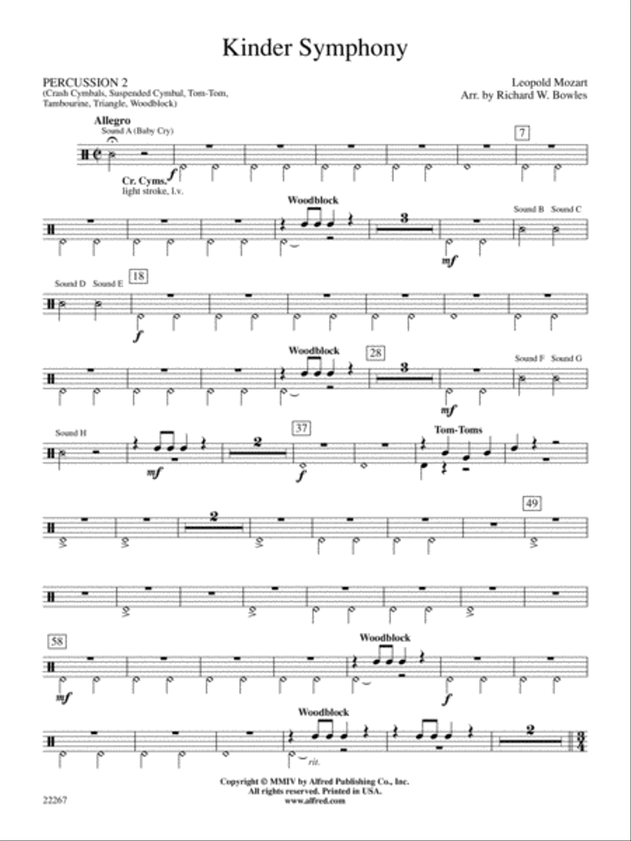 Kinder Symphony: 2nd Percussion Concert Band scores gallery preview page 1