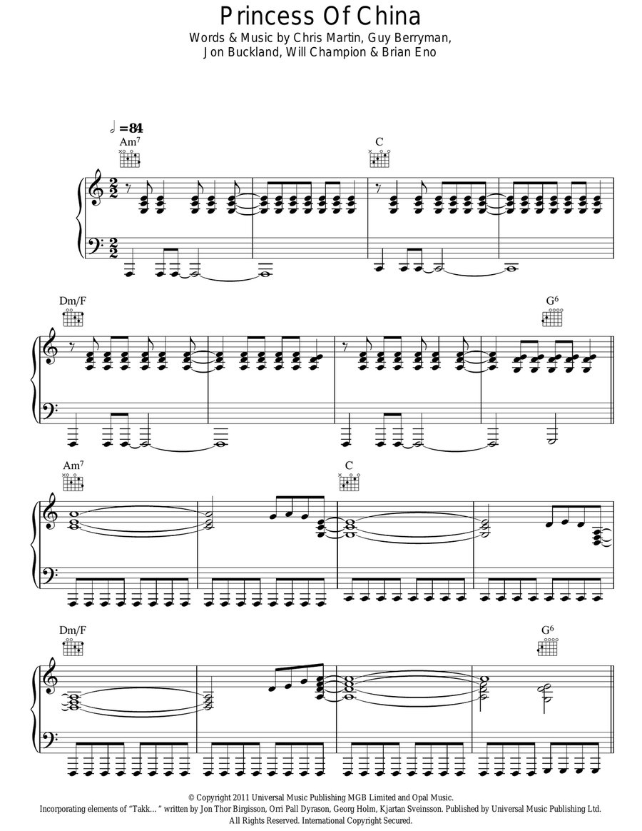 Princess Of China Acoustic Guitar scores gallery preview page 1