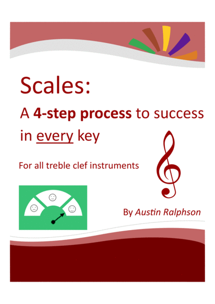 Scales and arpeggios book for all TREBLE CLEF instruments - simple process to success in every key