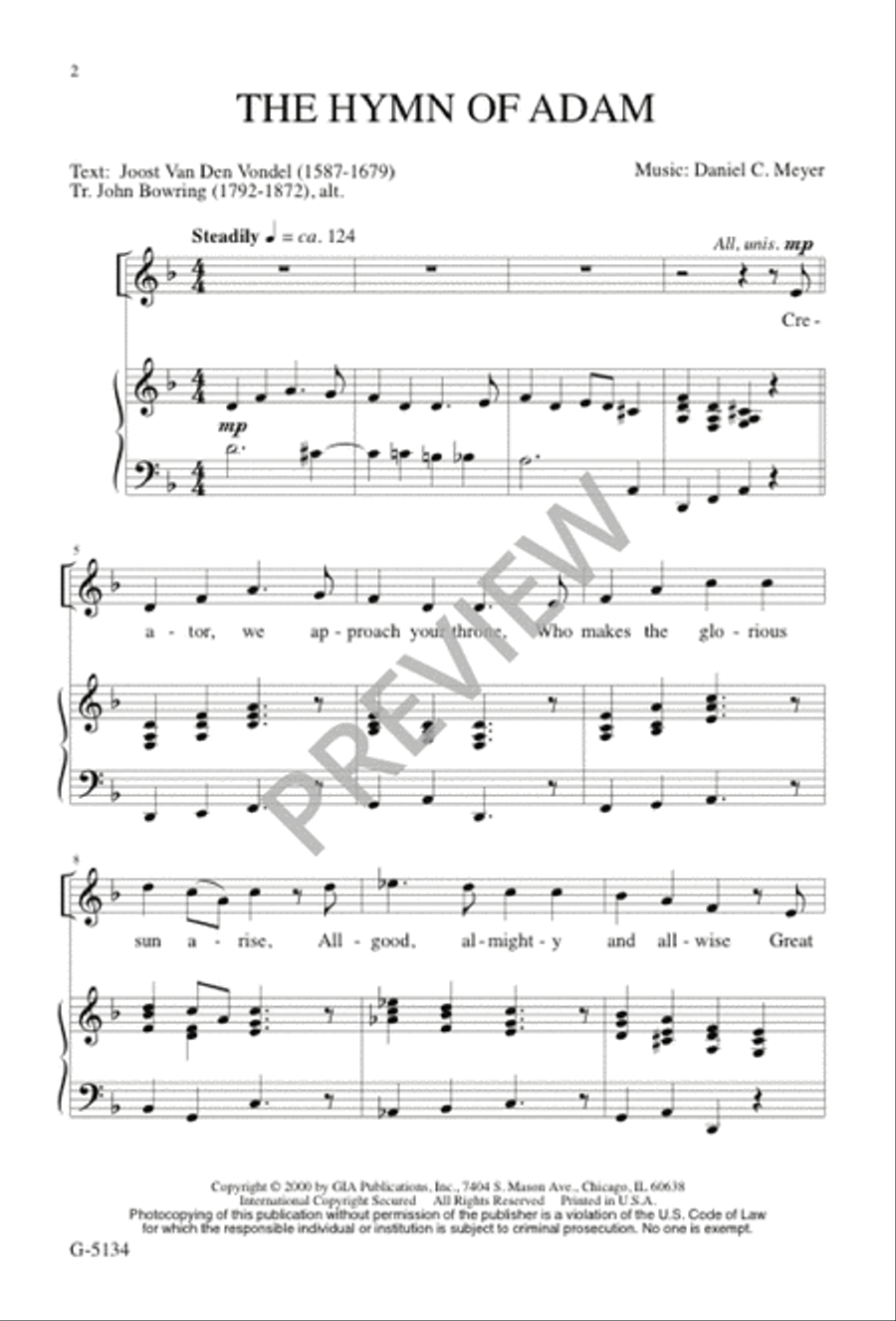 The Hymn of Adam 4-Part scores gallery preview page 3