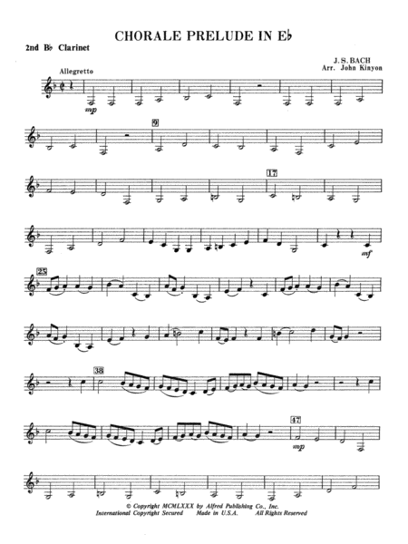 Chorale Prelude in E-Flat: 2nd B-flat Clarinet