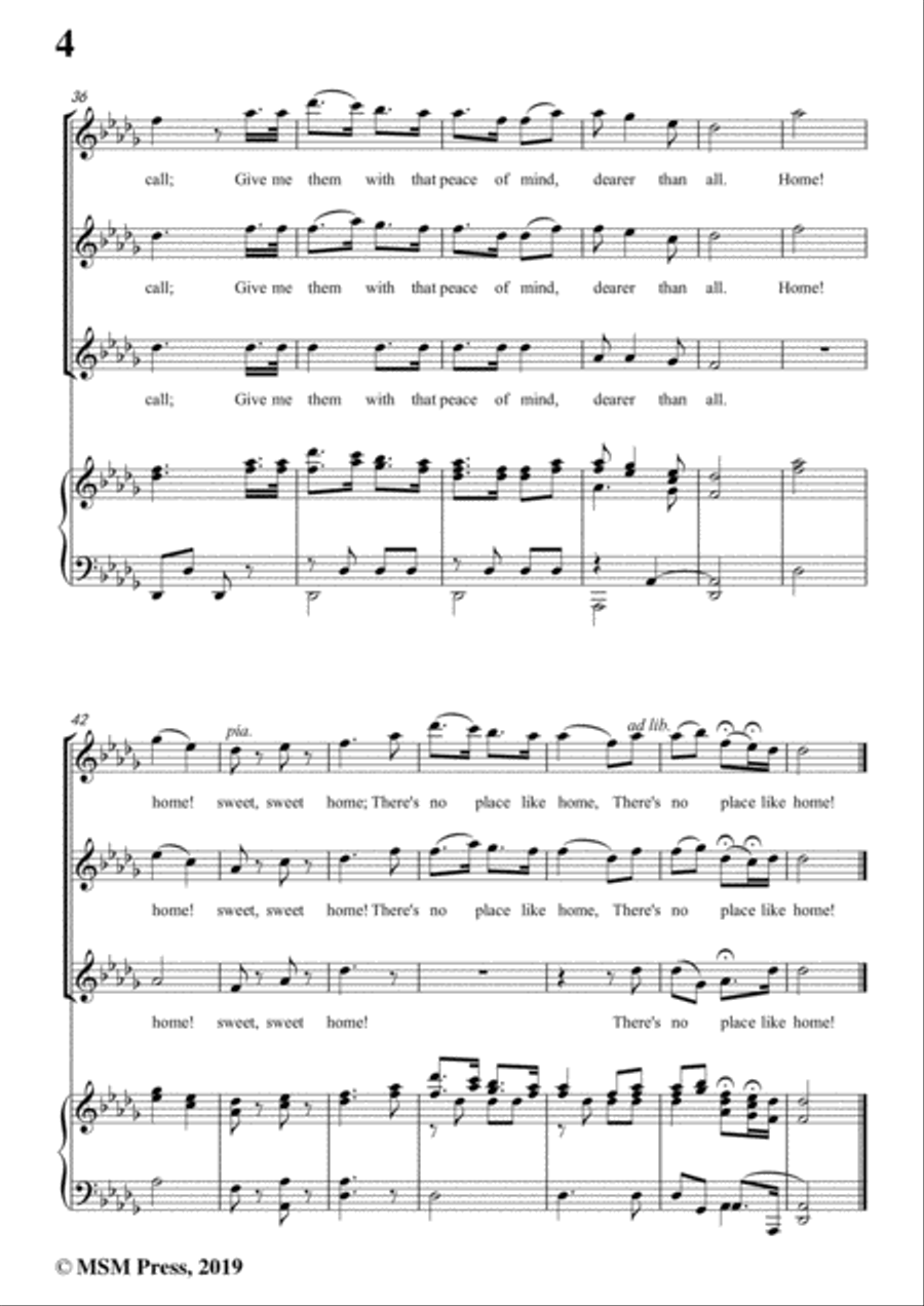 Henry R. Bishop-Home Sweet Home,in D flat Major,for Voice&Piano Voice scores gallery preview page 6