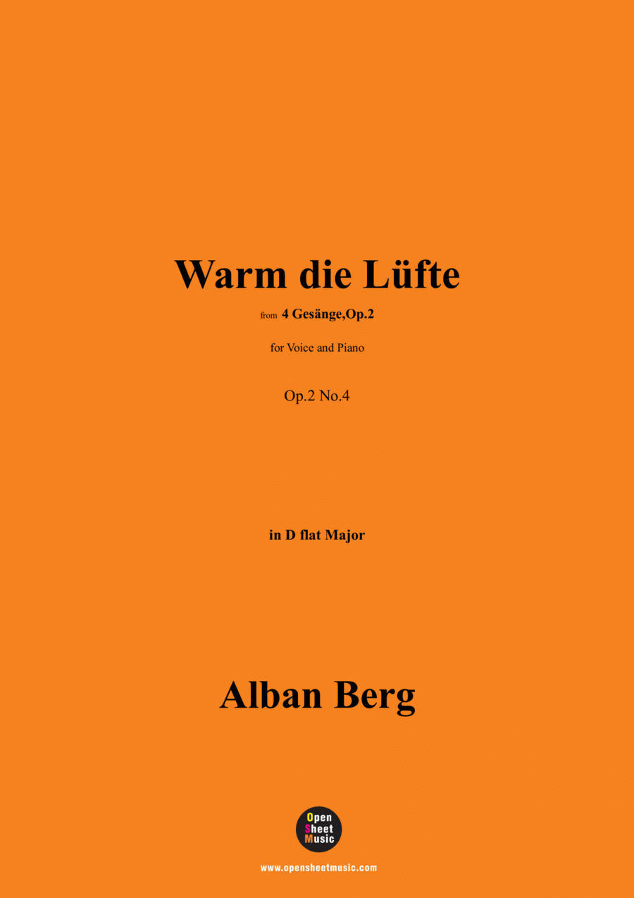 Alban Berg-Warm die Lüfte(1910),in D flat Major,Op.2 No.4 Voice scores gallery preview page 1
