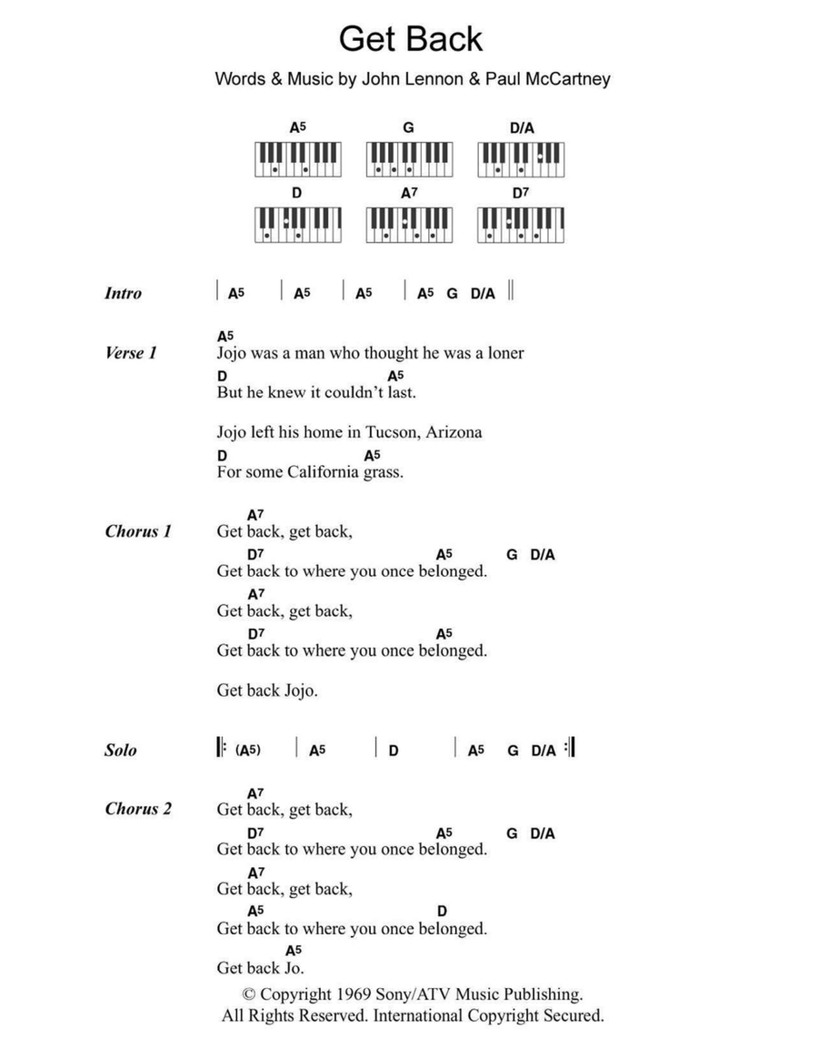 Get Back Get Back Piano scores gallery preview page 1