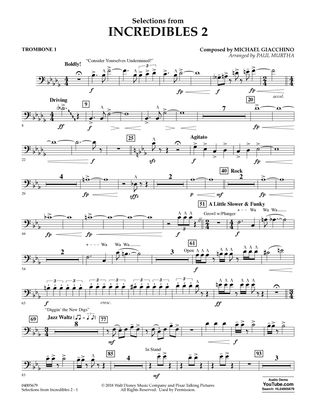 Selections from Incredibles 2 (arr. Paul Murtha) - Trombone 1