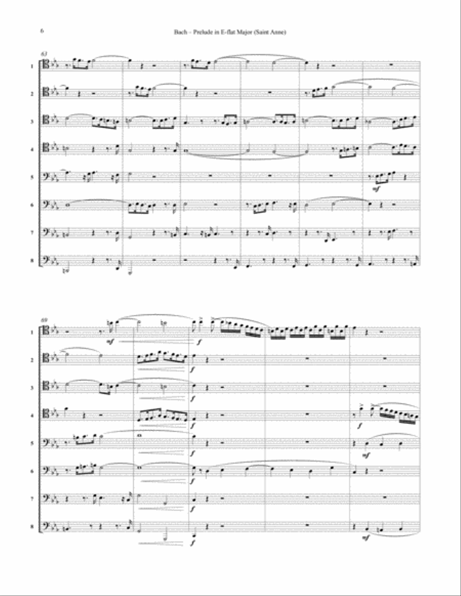 Prelude in E-flat Major St. Anne for 8-part Trombone Choir Chamber Music scores gallery preview page 3