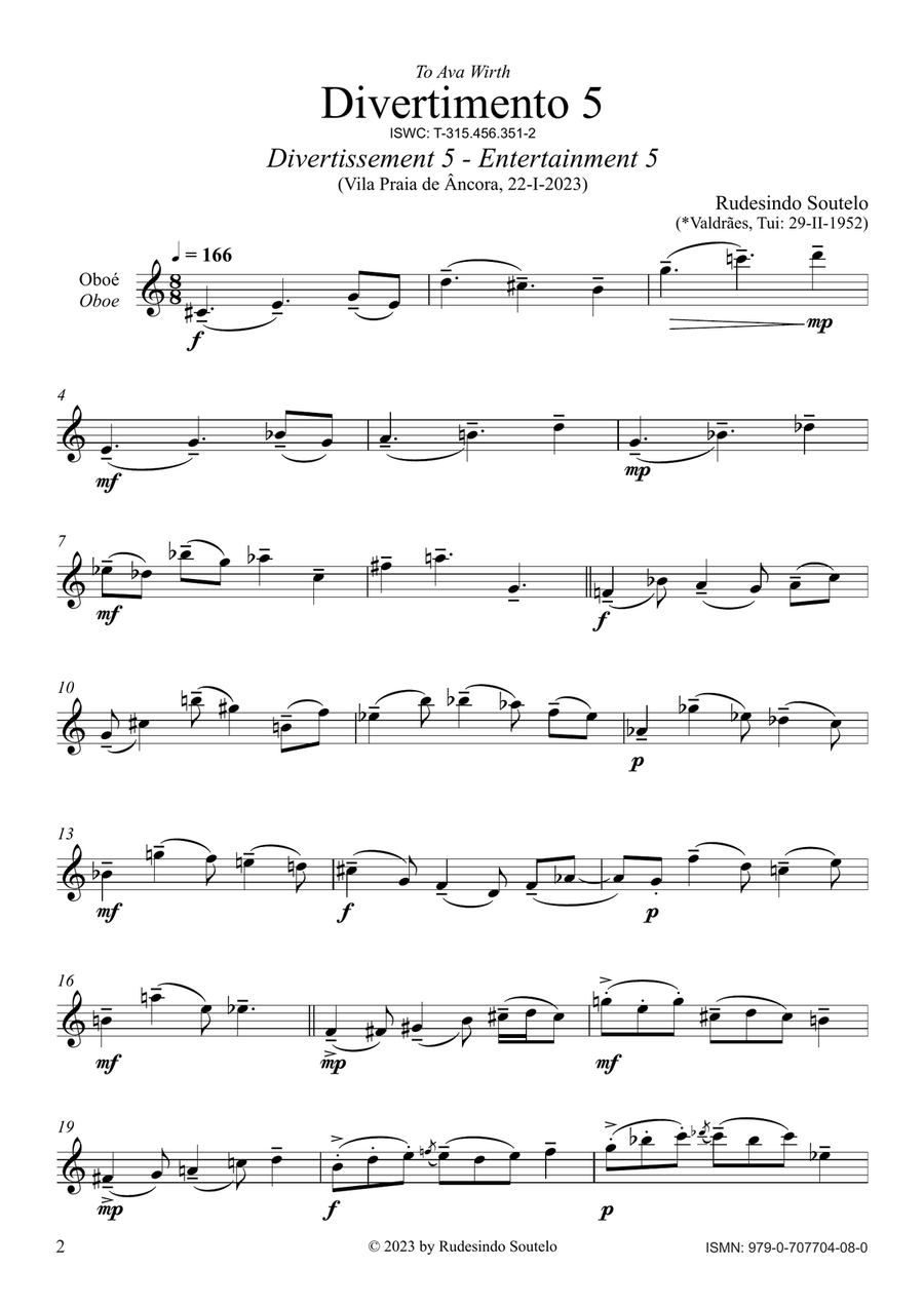 Divertimento 5 / Divertissement 5 / Entertainment 5 Oboe Solo scores gallery preview page 2