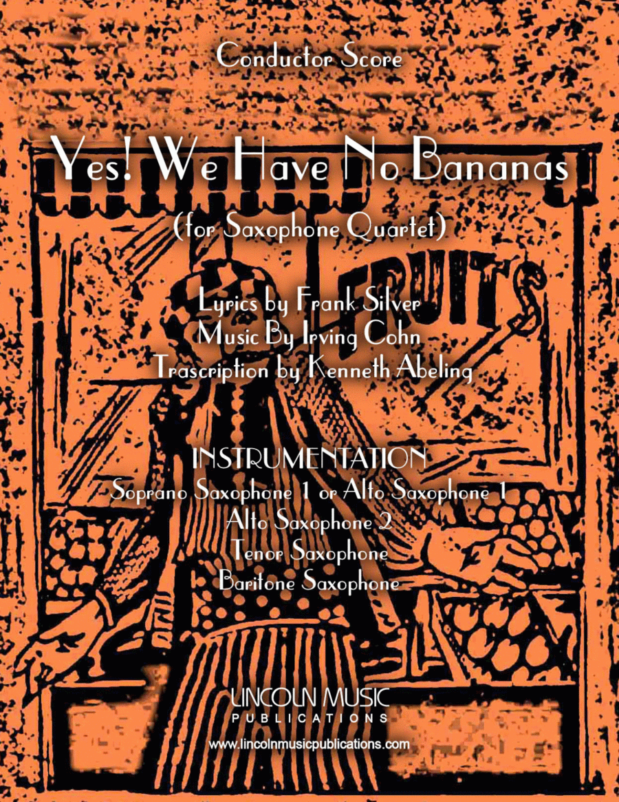 Yes! We Have No Bananas (for Saxophone Quartet SATB or AATB) Saxophone Quartet scores gallery preview page 1