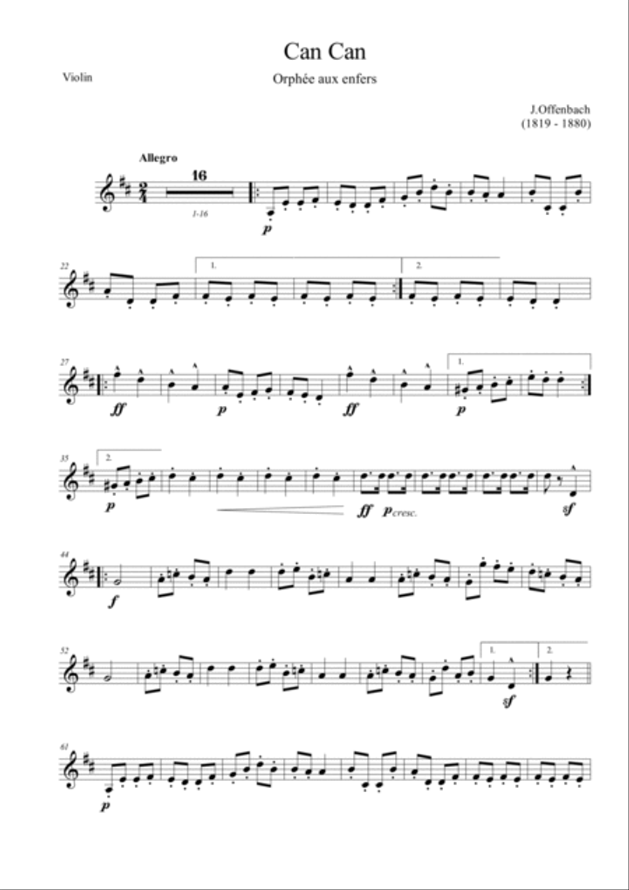 Can Can (from Orpheus in the Underworld) Violin Solo scores gallery preview page 6