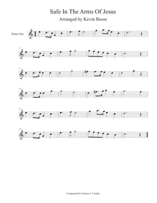 Book cover for Safe In The Arms Of Jesus (Easy key of C) - Tenor Sax