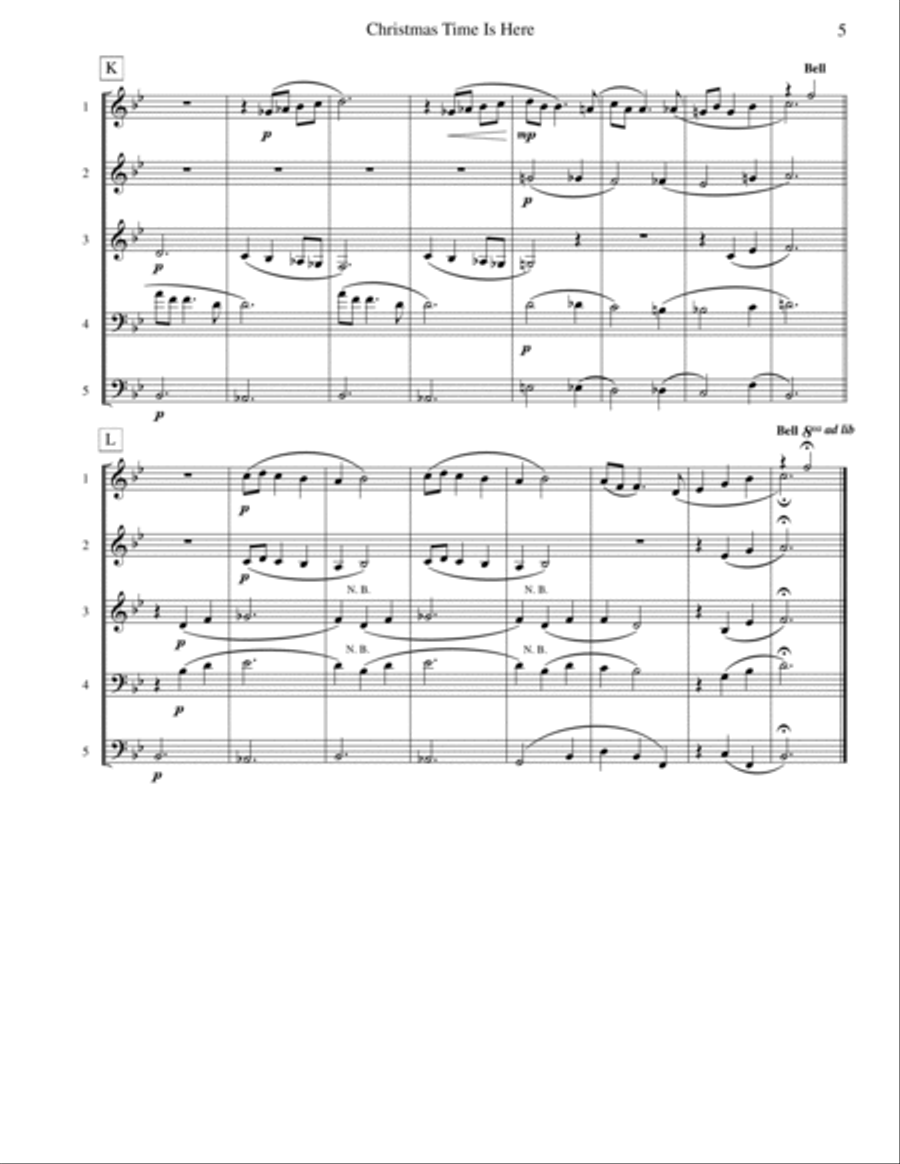 Christmas Time Is Here Brass Quintet scores gallery preview page 6