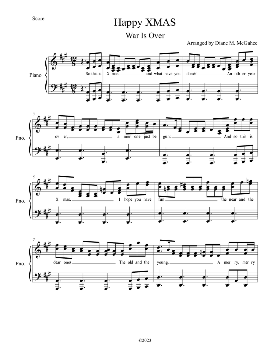 Happy Xmas (War Is Over) Voice scores gallery preview page 1
