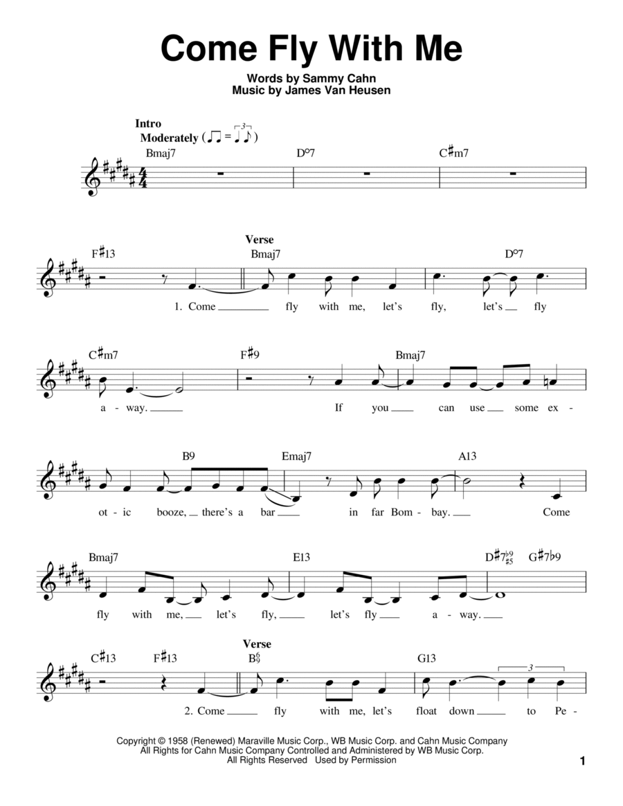 Come Fly With Me Come Fly With Me Voice scores gallery preview page 1