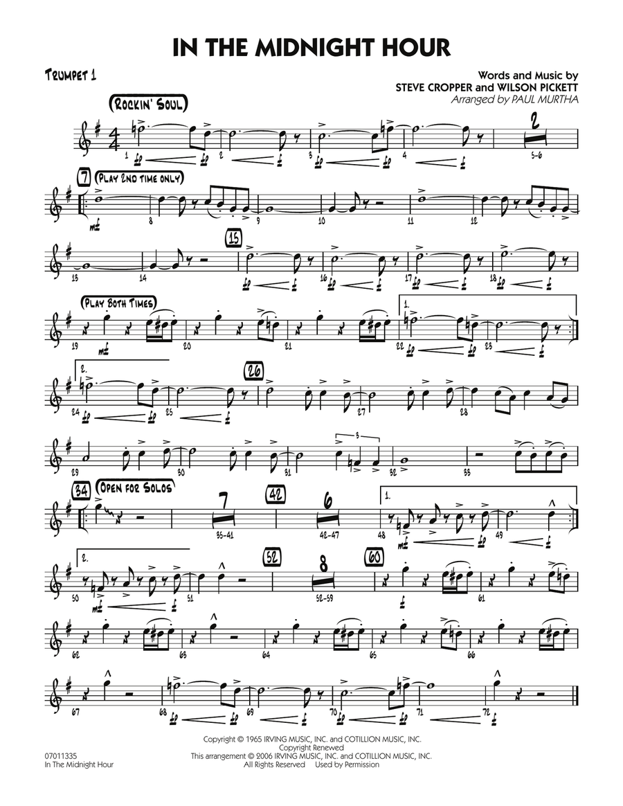 In The Midnight Hour - Trumpet 1 Jazz Ensemble scores gallery preview page 1