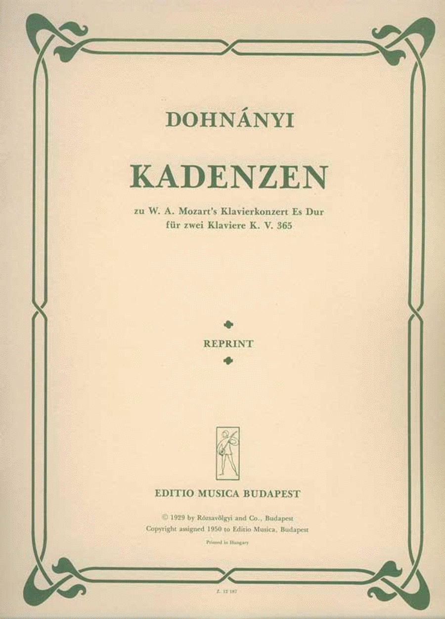 Kadenzen zu Mozart's Klavierkonzert Es-Dur, K. 365 Piano Solo scores gallery preview page 1