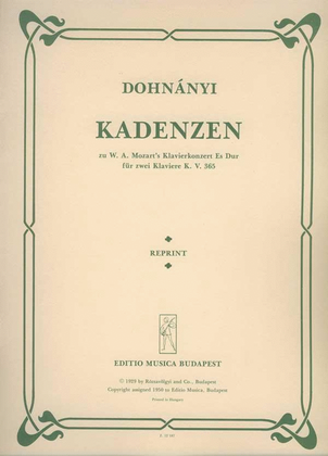 Kadenzen zu Mozart's Klavierkonzert Es-Dur, K. 365