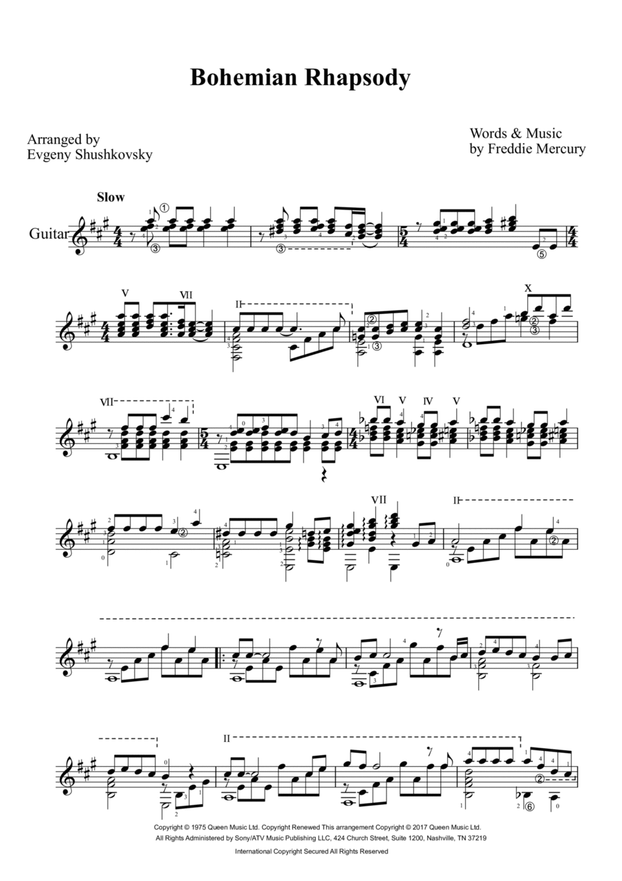 Bohemian Rhapsody by Queen Acoustic Guitar Digital Sheet Music