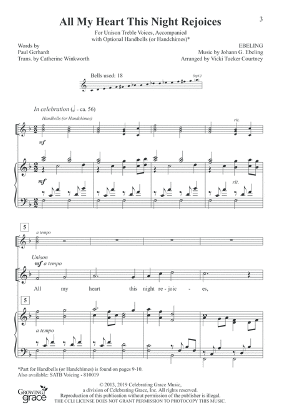 All My Heart This Night Rejoices Unison Choir scores gallery preview page 2