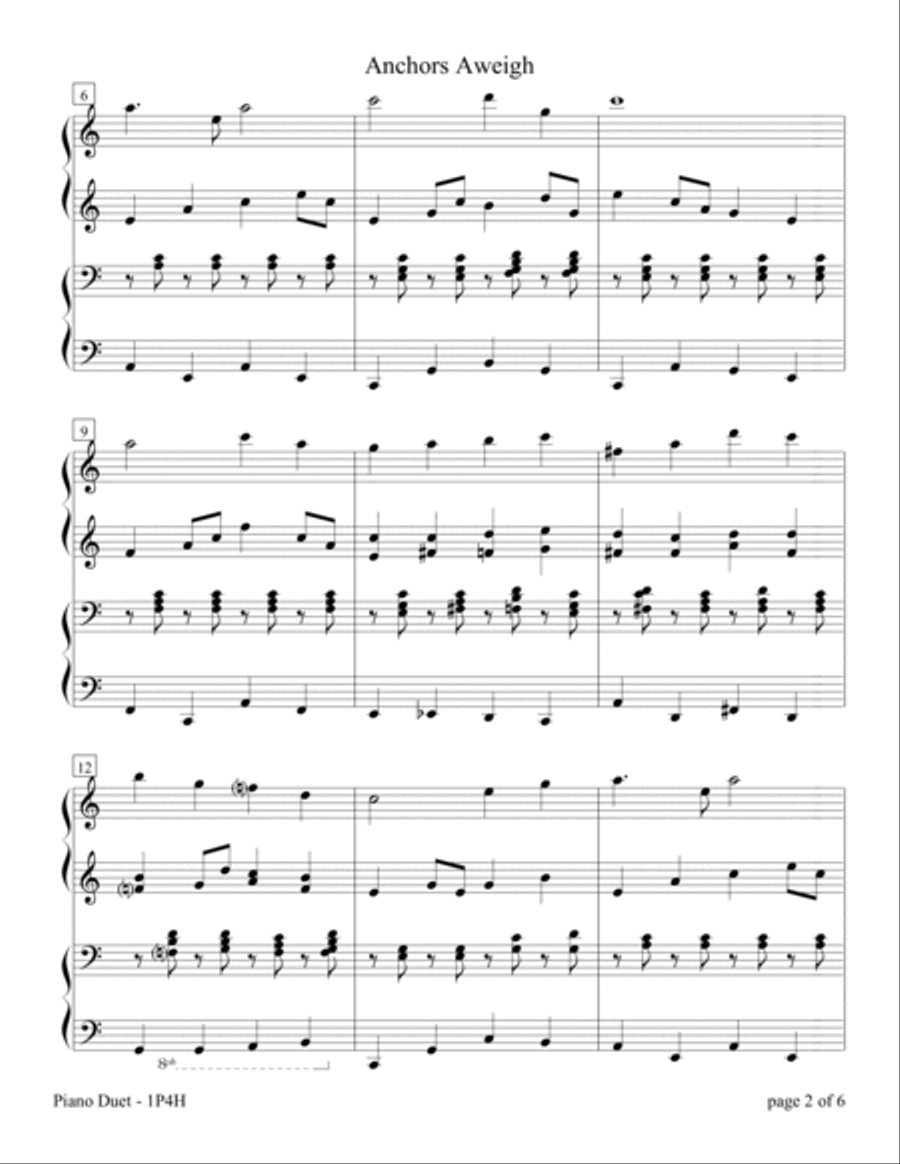 Patriotic Tributes (A Collection of Five Piano Duets for 1 Piano, 4 Hands) 1 Piano, 4-Hands scores gallery preview page 6