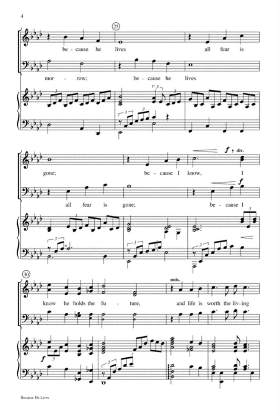 Because He Lives 4-Part scores gallery preview page 4