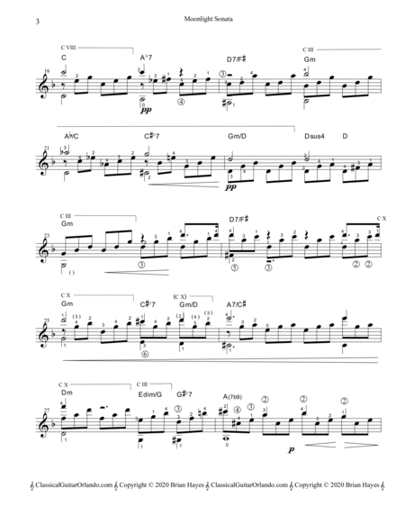 Beethoven's "Moonlight" Sonata (for solo guitar) (Standard Notation)