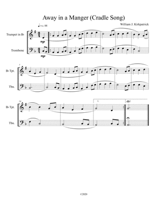 Away in a Manger (Cradle Song) for trumpet and trombone duet