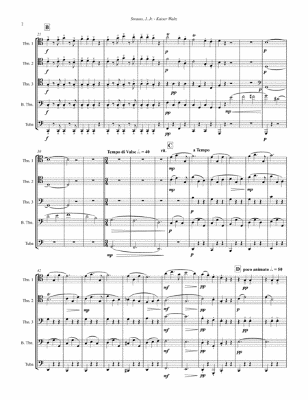 Kaiser Waltz (Emperor Waltz) for 5-part Low Brass Ensemble