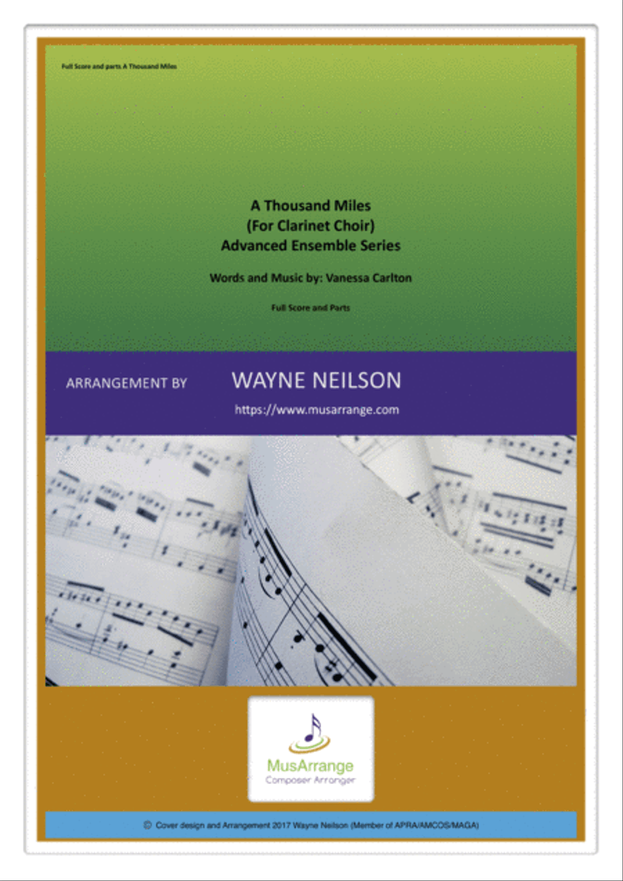 A Thousand Miles Woodwind Ensemble scores gallery preview page 1