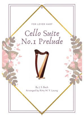 Book cover for Cello Suite No.1 Prelude by J.S.Bach for Lever Harp