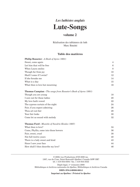 Lute-Songs, vol. 2