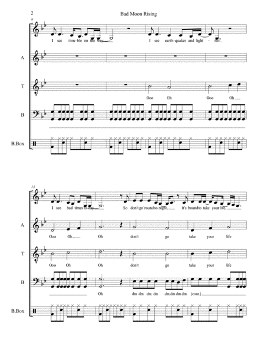 Bad Moon Rising Bad Moon Rising A Cappella scores gallery preview page 2