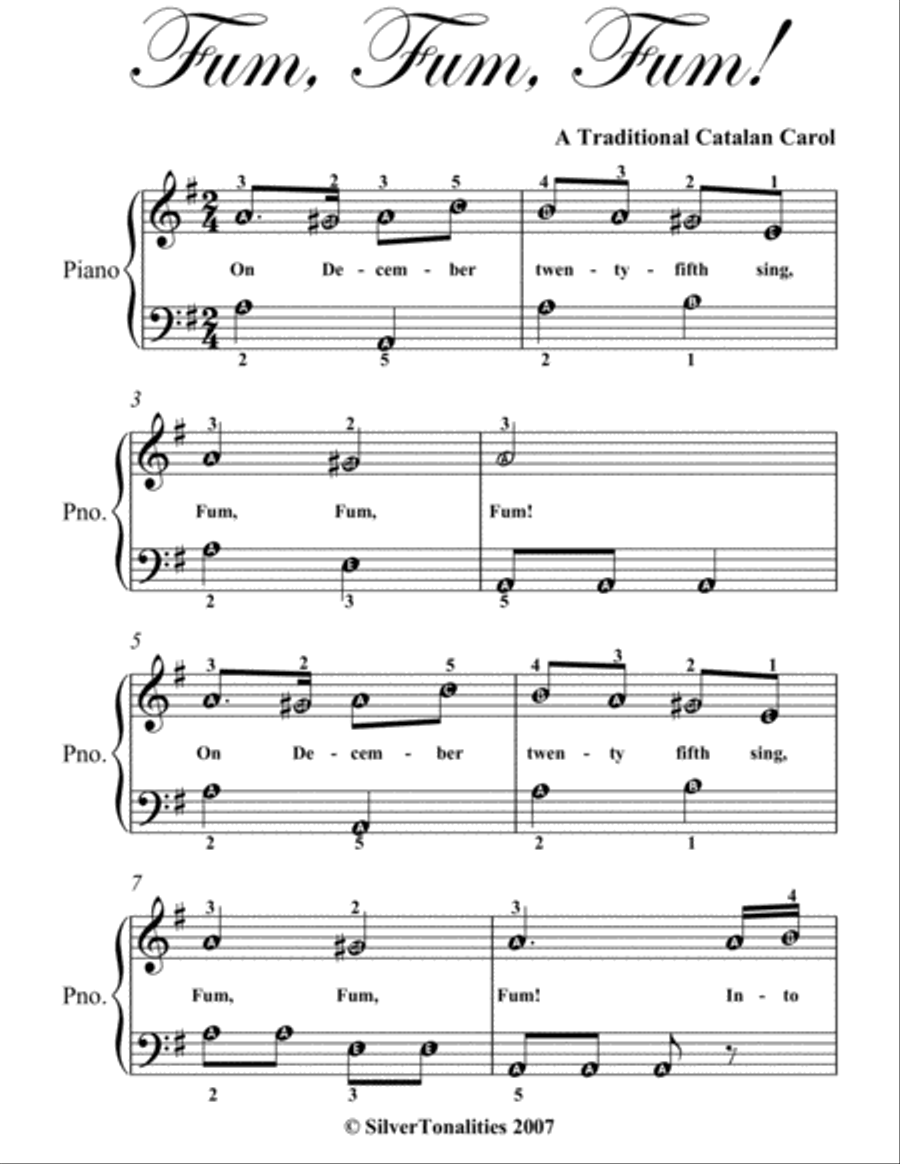 Fum Fum Fum Easiest Piano Sheet Music Fum Fum Fum Easiest Piano Sheet Music Easy Piano scores gallery preview page 2