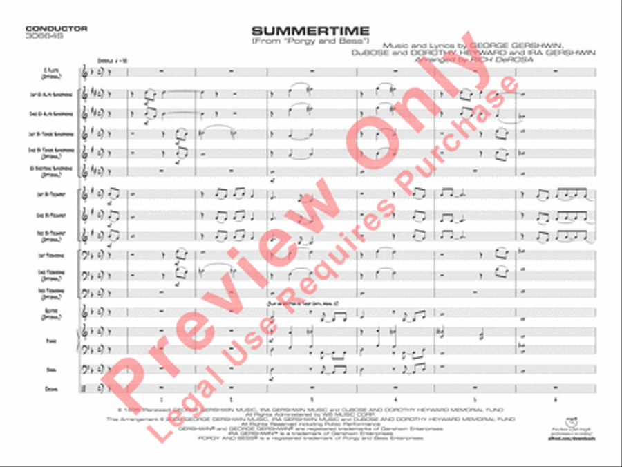 Summertime (score only) Jazz Ensemble scores gallery preview page 4