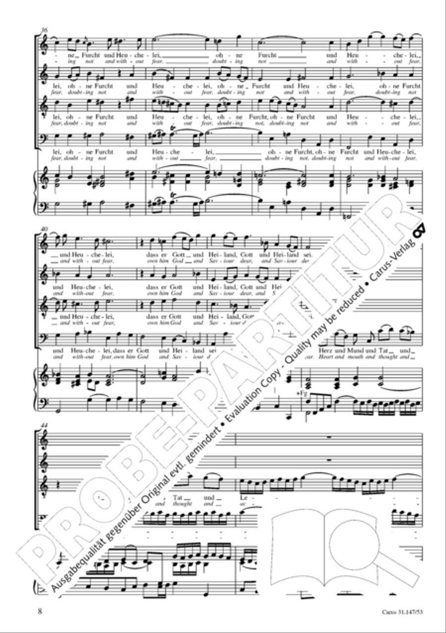 Heart and mouth and thought and action (Herz und Mund und Tat und Leben) (Herz und Mund und Tat und Leben) 4-Part scores gallery preview page 9