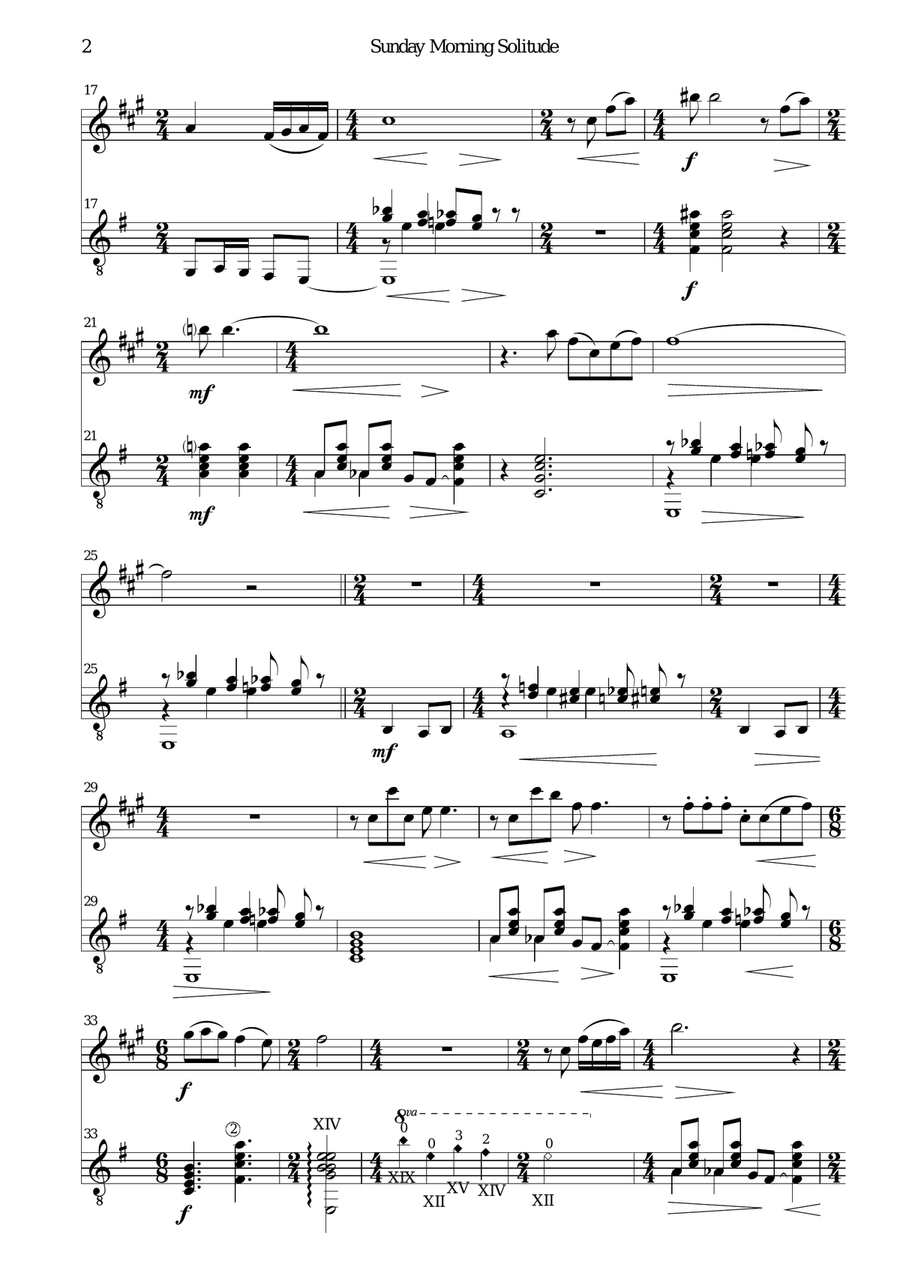 Sunday morning solitude for clarinet and guitar Clarinet scores gallery preview page 2