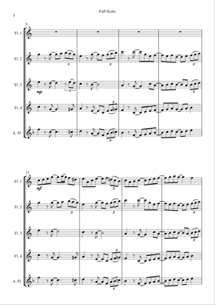 Pachelbel's Canon - in a Jazz Style - for Flute Quartet Flute Quartet scores gallery preview page 4