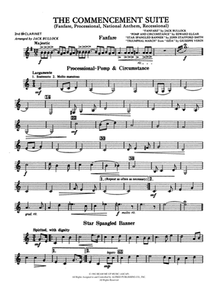 Book cover for Commencement Suite (featuring a Fanfare, Processional, The National Anthem and a Recessional): 2nd B-flat Clarinet