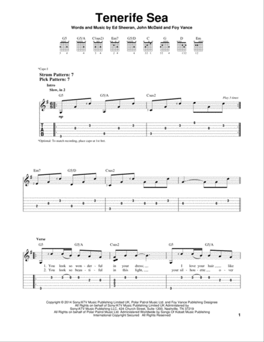 Tenerife Sea Tenerife Sea Acoustic Guitar scores gallery preview page 1