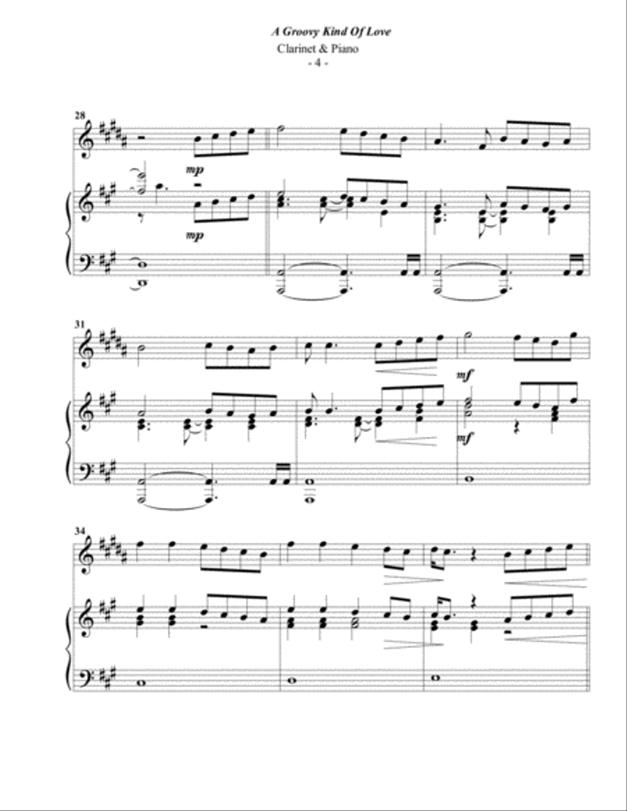 A Groovy Kind Of Love B-Flat Clarinet scores gallery preview page 4