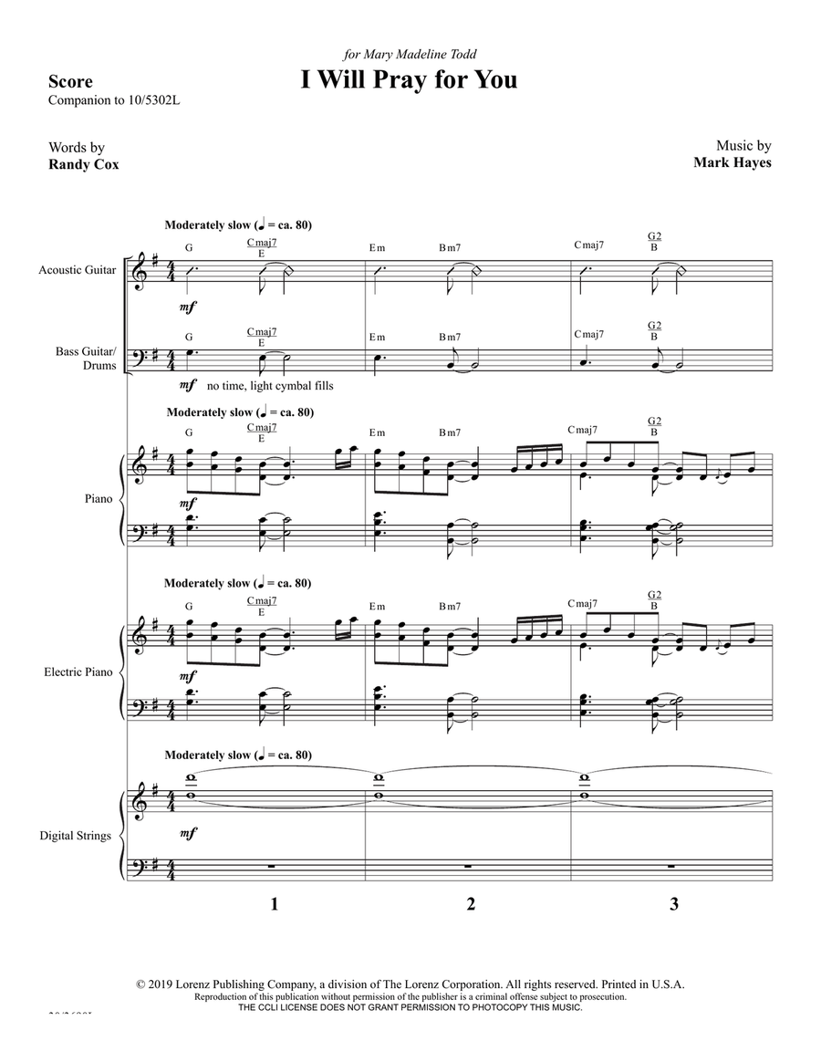 I Will Pray for You - Rhythm Score and Parts (Digital Download) Rhythm Section scores gallery preview page 3