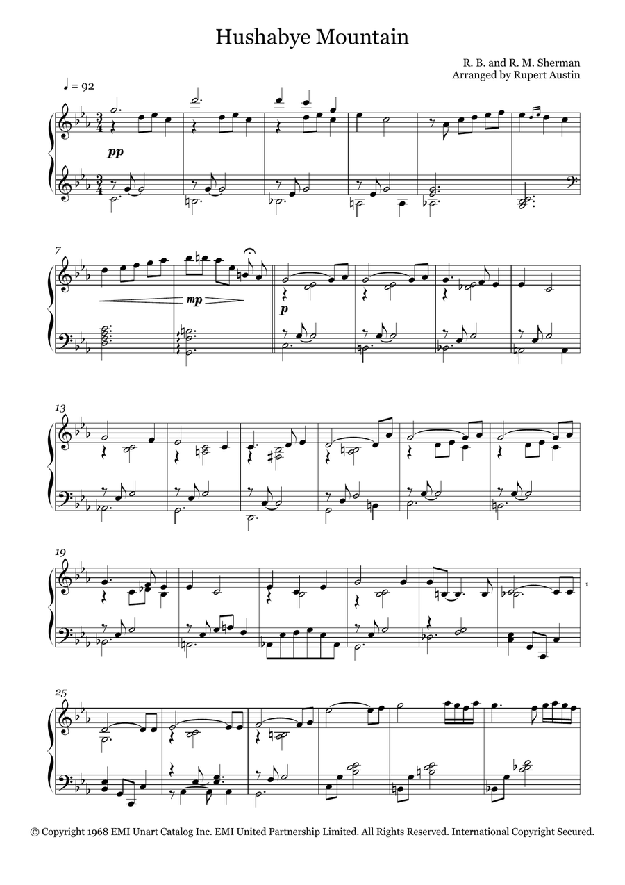Hushabye Mountain Piano Solo scores gallery preview page 2