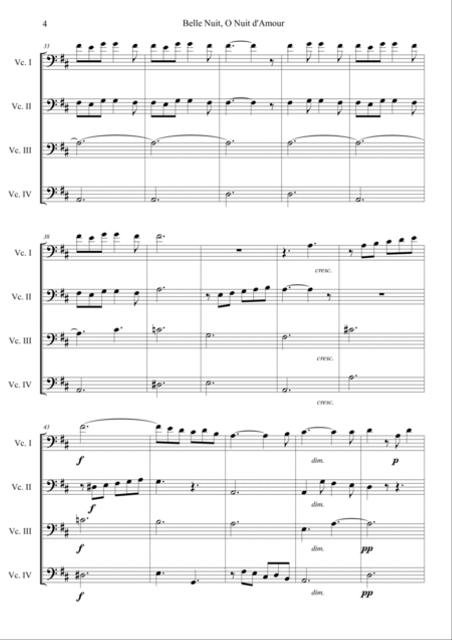 Belle Nuit o nuit d'amour Cello scores gallery preview page 4