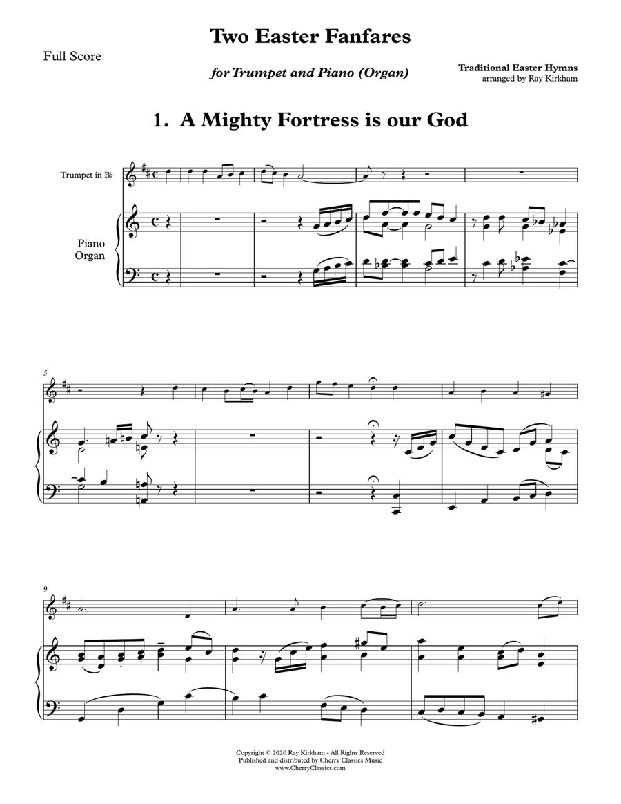 Two Easter Fanfares and Descants for Trumpet and Piano or Organ Two Easter Fanfares and Descants for Trumpet and Piano or Organ Trumpet Duet scores gallery preview page 1